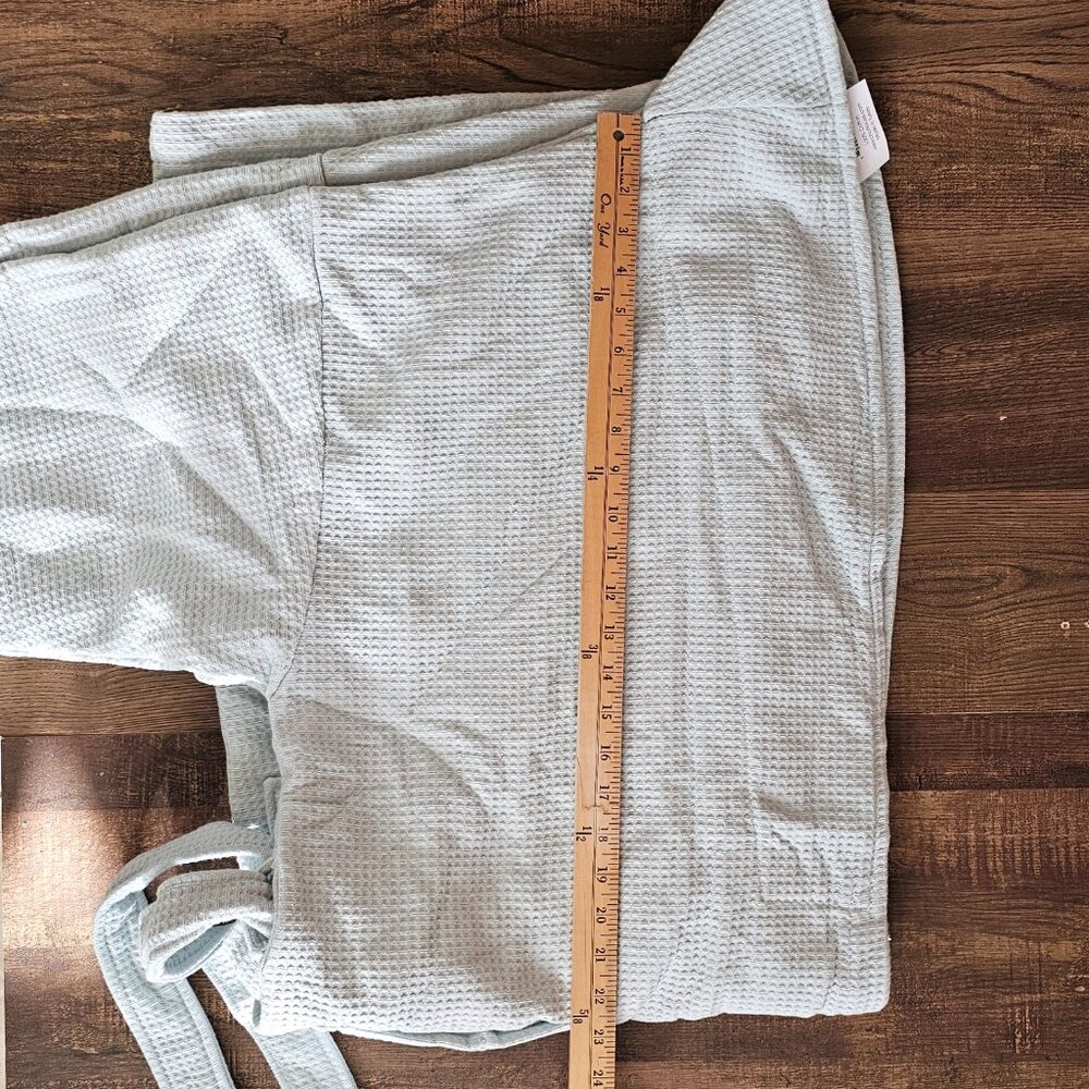 NWT!! Chortex 100% Turkish Cotton Luxury Waffle Long Robe L/XL, Duck Egg - Picture 4 of 7